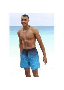 H.I.S. Badeshorts H.I.S, Herren, Gr. L (52), N-Gr, blau (blau bedruckt), Microfaser, Recycling-Polyester, Farbverlauf, bedruckt, Badehosen Badeshorts, mit Farbverlauf