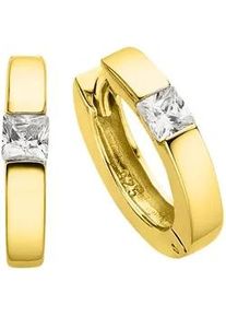 Paar Creolen Bruno Banani "Schmuck Geschenk Silber 925 Ohrschmuck Ohrringe", gold (gelbgoldfarben, wei&szlig;, kristallwei&szlig;), Ohrringe, Damen, 15,2mm, Silber 925 (Sterlingsilber), mit Zirkonia (synth.)