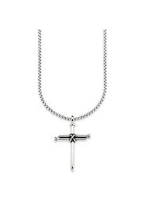 Kette mit Anh&auml;nger Bruno Banani "Schmuck Geschenk Halskette Kreuz, Venezianerkette", silber (edelstahlfarben), Halsketten, Herren, Edelstahl, L: 55 B: 3mm, B:3mm