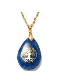 Kette mit Anh&auml;nger Firetti "Schmuck Geschenk Lebensbaum", gold (gelbgoldfarben, blau), Halsketten, Damen, Edelstahl, L: 50 B: 2mm, Made in Germany - mit Rosenquarz, Lapislazuli, Aventurin oder Amethyst, B:2mm