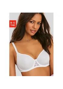 Minimizer-BH Lascana, Damen, Gr. 95, Cup G, wei&szlig;, Microtouch, Obermaterial: 83% Polyamid, 12% Elasthan, 5% Polyester, BHs Minimizer-BH, mit B&uuml;gel, mit h&uuml;bscher Stickerei an den Tr&auml;gern