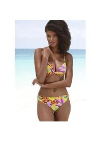 B&uuml;gel-Bikini-Top s.Oliver "Mallorca", Damen, Gr. 40, Cup B, gelb (gelb, bedruckt), Recycling-Polyamid, bedruckt, Bikini-Oberteile, mit geraffter Mitte