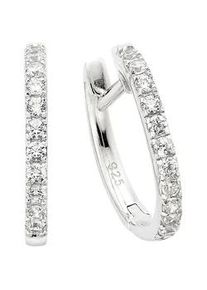 Paar Creolen "Schmuck Geschenk Ohrschmuck Ohrringe", silber (silberfarben, kristallwei&szlig;, kristallwei&szlig;), ANISTON JEWELRY & WATCHES, Ohrringe, Damen, 16mm, Silber 925 (Sterlingsilber), mit Zirkonia (synth.)