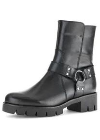 Bikerboots Gabor, Damen, Gr. 38,5, schwarz, Kalbsleder, unifarben, Schuhe Bikerboots, Blockabsatz, Stiefelette, Boots mit Best Fitting-Ausstattung