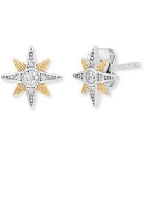 Paar Ohrstecker Engelsrufer "Stern", gold (silberfarben, gelbgoldfarben, kristallwei&szlig;, kristallwei&szlig;), Ohrringe, Damen, Silber 925 (Sterlingsilber), mit Zirkonia (synth.)