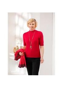 Classic Dog Kurzarmpullover CLASSIC "Pullover", Damen, Gr. 48, rot, 50% Modal, 30% Polyamid, 20% Polyester, unifarben, Pullover