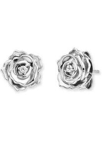 Paar Ohrstecker Engelsrufer "Rose", silber (silberfarben, kristallwei&szlig;, kristallwei&szlig;), Ohrringe, Damen, 10mm, Silber 925 (Sterlingsilber), mit Zirkonia (synth.)