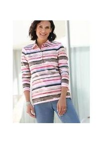 Poloshirt Casual Looks "Poloshirt", Damen, Gr. 38, bunt (erika, dunkeltaupe, geringelt), 95% Baumwolle, 5% Elasthan, bedruckt, gemustert, mehrfarbig, Shirts