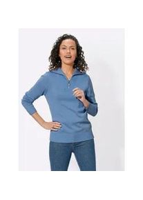Troyer Casual Looks "Troyer-Pullover", Damen, Gr. 38, blau (himmelblau), 50% Baumwolle, 50% Polyacryl, unifarben, Pullover Troyer
