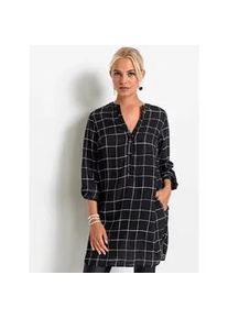 Langarmbluse Inspirationen, Damen, Gr. 38, schwarz-wei&szlig; (schwarz, wei&szlig;, kariert), 100% Polyester, gemustert, kariert, V-Ausschnitt, Blusen