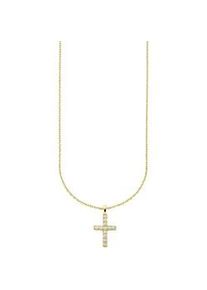 Kette mit Anh&auml;nger "Schmuck Geschenk Silber 925 Halskette mit Kreuzanh&auml;nger", gold (gelbgoldfarben, kristallwei&szlig;), ANISTON JEWELRY & WATCHES, Halsketten, Damen, Silber 925 (Sterlingsilber), L: 47 B: 0,7mm, mit Zirkonia (synth.), B:0,7mm