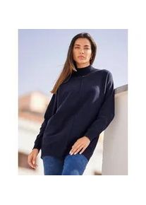 Strickpullover Heine "Pullover", Damen, Gr. 42, blau (marine), 100% Baumwolle, unifarben, Pullover Strickpullover