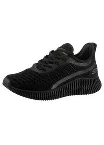 Slip-On Sneaker Skechers "BOBS GEO-", Damen, Gr. 35, schwarz (schwarz, uni), Textil, Schuhe, Freizeitschuh in veganer Verarbeitung