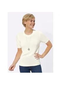 Kurzarmpullover Casual Looks "Pullover", Damen, Gr. 54, wei&szlig; (wollwei&szlig;), 50% Baumwolle, 50% Polyacryl, unifarben, Pullover