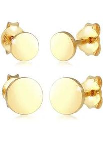 Ohrring-Set Elli "Disc Pl&auml;ttchen Kreis Basic 2er Set 925 Silber", gold, Ohrringe, Damen, onesize, ohne Stein, Silber 925 (Sterlingsilber)