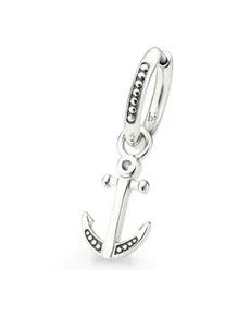Single-Creole Bruno Banani "Schmuck Geschenk Silber 925 Ohrschmuck Ohrring Anker", silber (silberfarben, schwarz), Ohrringe, Herren, 13,5mm, Silber 925 (Sterlingsilber), Einh&auml;nger abnehmbar