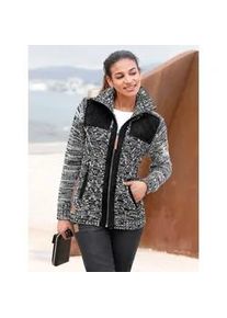 Cardigan Casual Looks, Damen, Gr. 36, schwarz (schwarz, meliert), 50% Baumwolle, 50% Polyacryl, Besatz:100% Polyester, Wattierung:100% Polyester, gemustert, mehrfarbig, meliert, Strickjacken