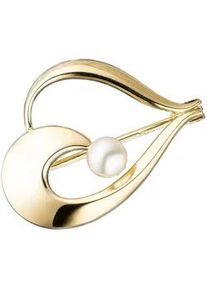 Brosche Jobo, gelb (gelbgold 585), Broschen, Damen, Gelbgold 585, Perlen, Brosche, 585 Gold mit einer S&uuml;&szlig;wasser-Zuchtperle