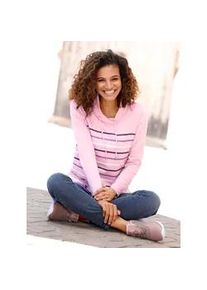 Langarmshirt Casual Looks "Shirt", Damen, Gr. 50, rosa (ros&eacute;, geringelt), 100% Baumwolle, gemustert, gestreift, mehrfarbig, Shirts Langarmshirt