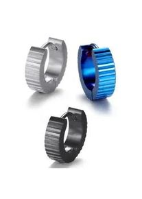 Creolen-Set Firetti "Multipack Schmuck Geschenk Ohrschmuck Creolenset", blau (blau, edelstahlfarben, schwarz), Ohrringe, Herren, 13mm, Edelstahl