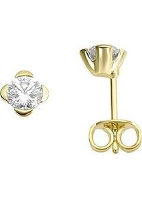 Paar Ohrstecker Firetti "Schmuck Geschenk Gold 333 Ohrschmuck Ohrringe Solit&auml;r Blume", gold (gelbgoldfarben, kristallwei&szlig;, kristallwei&szlig;), Ohrringe, Damen, 0,6mm, Gelbgold 333, mit Zirkonia (synth.)
