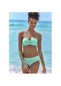 B&uuml;gel-Bandeau-Bikini-Top ELBSAND "Letra", Damen, Gr. 38, Cup A, gr&uuml;n (mint), Recycling-Polyamid, bedruckt, Bikini-Oberteile, mit tollem Wording