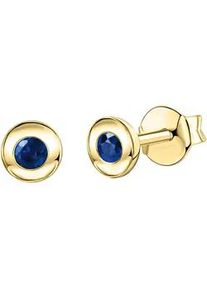 Paar Ohrstecker Firetti "Schmuck Geschenk, Ohrringe Solit&auml;r, Gold 375", bunt (gelbgoldfarben, dunkelblau, dunkelblau), Ohrringe, Damen, 4,2mm, Gelbgold 375, mit Rubin, Saphir oder Smaragd
