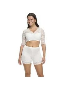 Dirndlbluse SuSa "Wiesn-Zauber", Damen, Gr. 32, wei&szlig;, Spitze, Obermaterial: 89% Polyamid, 11% Elasthan, bestickt, unifarben, eng bauchfrei, V-Ausschnitt, &Auml;rmel ohne &Auml;rmelschlitz Spitze, Blusen Dirndlbluse, florale Spitze, halbarm, elastisch, V-Ausschnitt, feminin