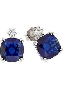 Paar Ohrstecker Firetti "Schmuck Geschenk Silber 925 Ohrschmuck Ohrringe Royal", blau (silberfarben, dunkelblau, kristallwei&szlig;, dunkelblau, kristallwei&szlig;), Ohrringe, Damen, Silber 925 (Sterlingsilber), mit Zirkonia (synth.)