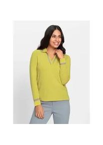 Poloshirt Inspirationen "Poloshirt", Damen, Gr. 54, gr&uuml;n (limone, sand, gemustert), 50% Modal, 44% Polyester, 6% Elasthan, gemustert, mehrfarbig, unifarben, V-Ausschnitt, Shirts