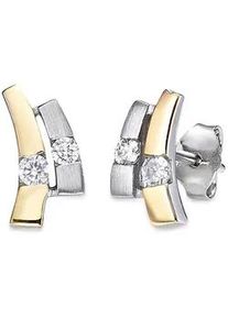 Paar Ohrstecker Bruno Banani "Schmuck Geschenk Silber 925 Ohrschmuck Ohrringe Stein", gold (silberfarben, gelbgoldfarben, kristallwei&szlig;, kristallwei&szlig;), Ohrringe, Damen, Silber 925 (Sterlingsilber), mit Zirkonia (synth.)