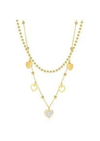 Kette mit Anh&auml;nger Firetti "Schmuck Geschenk Hearts Charm", gelb (gelbgoldfarben, wei&szlig;, kristallwei&szlig;), Halsketten, Damen, Edelstahl, L: 46, mit Zirkonia (synth.)