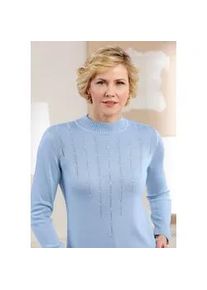 Classic Dog Stehkragenpullover CLASSIC "Pullover", Damen, Gr. 52, blau (eisblau), 100% Polyacryl, unifarben, Pullover Stehkragenpullover