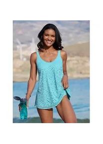 Tankini-Top feel good, Damen, Gr. 48, Cup D, blau (aquamarin), Elasthan, Polyamid, Bikini-Oberteile