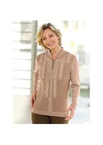 Stehkragenpullover Classic Basics "Pullover", Damen, Gr. 54, beige (elfenbein, meliert), 100% Polyacryl, gemustert, Pullover Stehkragenpullover
