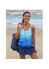 Tankini-Top feel good, Damen, Gr. 46, Cup D, blau (aqua, mittelblau, bedruckt), Elasthan, Polyamid, Bikini-Oberteile