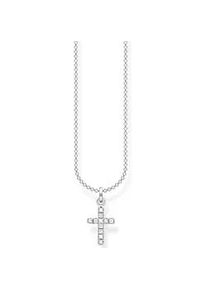 Kette mit Anh&auml;nger Thomas Sabo "Kreuz pav&eacute;" Gr. 45, silber (silberfarben, wei&szlig;), Halsketten, Damen, 45, Silber 925 (recycelt), mit Zirkonia (synth.)