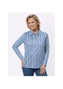 Poloshirt Classic Basics "Winter-Shirt", Damen, Gr. 50, blau (bleu, bedruckt), 100% Baumwolle, gemustert, mehrfarbig, Shirts