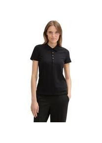Poloshirt Tom Tailor, Damen, Gr. L (40), schwarz (deep schwarz), Jersey, Obermaterial: 95% Baumwolle, 5% Elasthan, Shirts