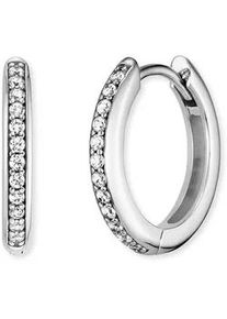 Paar Creolen Engelsrufer "Lola", silber (silberfarben, kristallwei&szlig;, kristallwei&szlig;), Ohrringe, Damen, 16mm, Silber 925 (Sterlingsilber), mit Zirkonia (synth.)