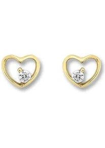 Paar Ohrh&auml;nger ONE ELEMENT "Zirkonia Herz Ohrringe Ohrstecker aus 333 Gelbgold", gold, Ohrringe, Damen, Damen, Gelbgold 333 Gold, Gelbgold 333, Gold, Ein Geschenk von Herzen &ndash; zart, elegant & voller Symbolik