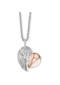Kette mit Anh&auml;nger Engelsrufer "HERZFL&Uuml;GEL", rosa (silberfarben, ros&eacute;goldfarben), Halsketten, Damen, Silber 925 (Sterlingsilber), L: 44, mit Zirkonia (synth.)