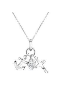 Kette mit Anh&auml;nger Firetti "Schmuck Geschenk Silber 925 Halsschmuck Halskette Panzerkette Glaube", silber (silberfarben, kristallwei&szlig;), Halsketten, Damen, Silber 925 (Sterlingsilber), L: 45 B: 1mm, mit Zirkonia (synth.), B:1mm