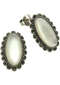 Paar Ohrstecker ZEEme "Silber 925 oxydiert mit wei&szlig;em Perlmutt", schwarz (schwarz, schwarz), Ohrringe, Damen, one-size, Silber 925 (Sterlingsilber)