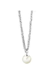 Kette mit Anh&auml;nger Celesta "Silber 925 rhodiniert mit wei&szlig;er Perle 42+3cm lang", wei&szlig;, Halsketten, Damen, 42 + 3cm, Silber 925 (Sterlingsilber), L: 45 B: 11,5mm, gl&auml;nzend, B:11,5mm