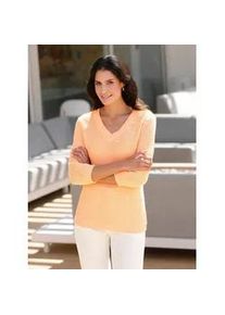 Strickpullover Inspirationen "Pullover", Damen, Gr. 44, rot (apricot), 100% Baumwolle, unifarben, Pullover Strickpullover