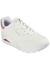 Sneaker Skechers "UNO - POP BACK", Damen, Gr. 40, rosa (wei&szlig;, rosa), Lederimitat, Veloursleder, Schuhe Sneaker, Freizeitschuh, Halbschuh, Schn&uuml;rschuh komfortabler Skech-Air Funktion