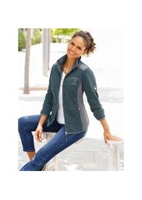 Fleecejacke Casual Looks, Damen, Gr. 50, blau (ozean, anthrazit, meliert), 100% Polyester, gemustert, mehrfarbig, unifarben, Jacken Fleecejacke