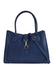Shopper Samantha Look, Damen, Gr. B/H/T: 34cm x 27cm x 15cm onesize, blau, Leder, clean, Taschen Shopper, echt Leder, Made in Italy