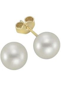 Paar Ohrstecker Vivance "333 Gold Perlen wei&szlig; 7-7,5mm", gelb (gelb, wei&szlig;), Ohrringe, Damen, one-size, Gold